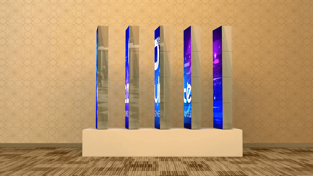 Kinetic Rotating LED Pillars – An artistic experiential Marketing